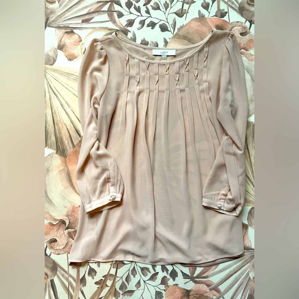 Ann Taylor Loft Sheer Pink Chiffon Blouse